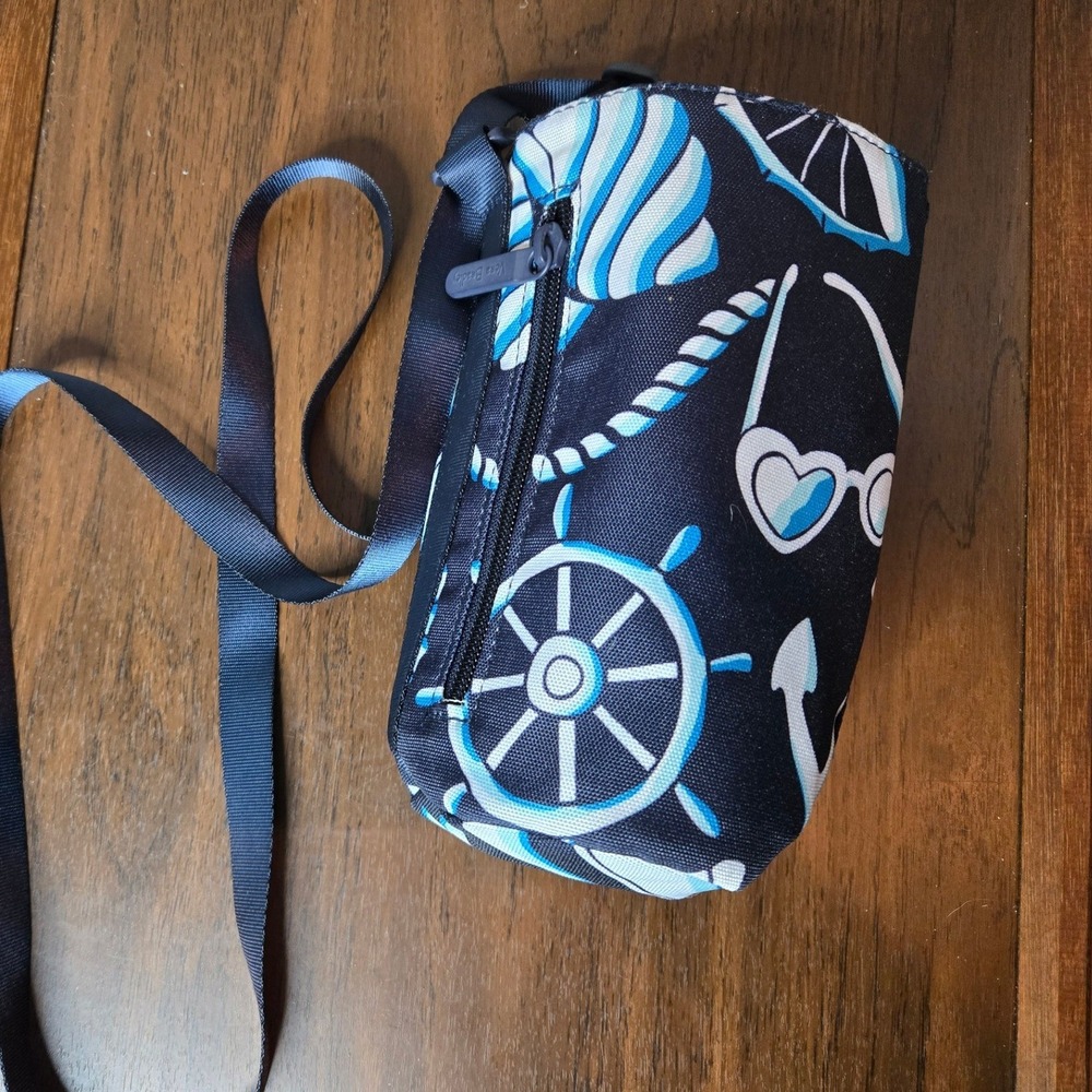Vera Bradley Water Bottle Crossbody Bag OS Navy Nautical Sea Turtle